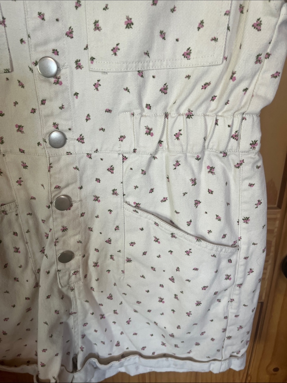 Altar'd State Cream Floral Button-Front Short Romper - Picture 7 of 7